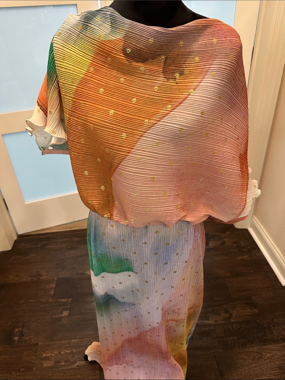 Never Fully Dressed Blush and Camel Ribbed Top with Gold Accents - worn 1X